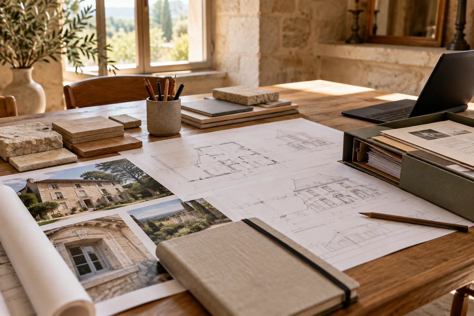 Plans et documents préparatoires d'un projet de rénovation