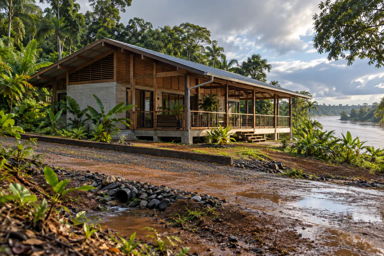 Construire avec le sol, l’eau et les accès — Guyane