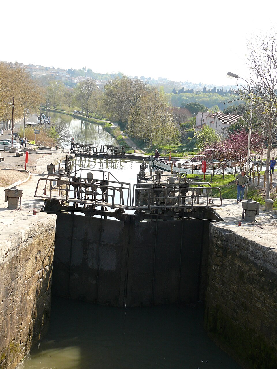 Écluses de Fonserannes sur le canal du Midi, dans leur état actuel